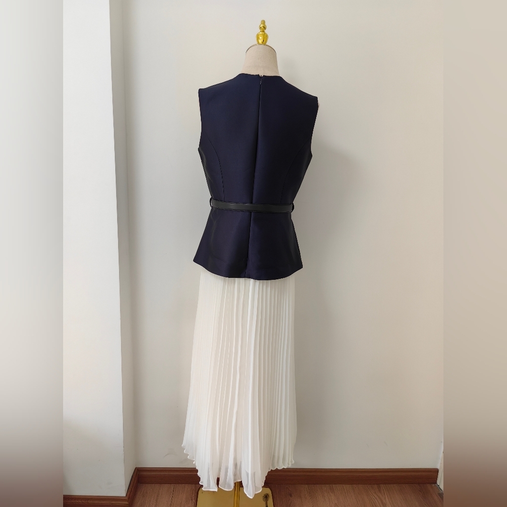 Self-Portrait Navy Taffeta Midi Dress - Picture 10 of 16